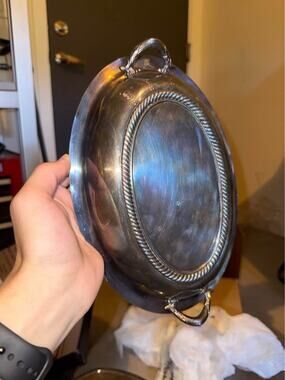 Vintage Silver-Plated Oval Serving Dish Lid